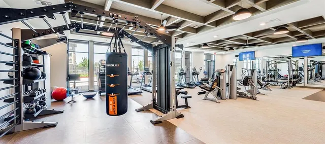 a view of a room with gym equipment
