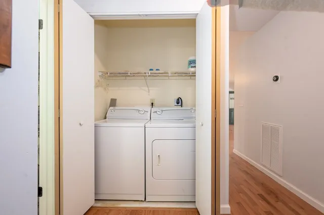 a utility room with dryer and washer
