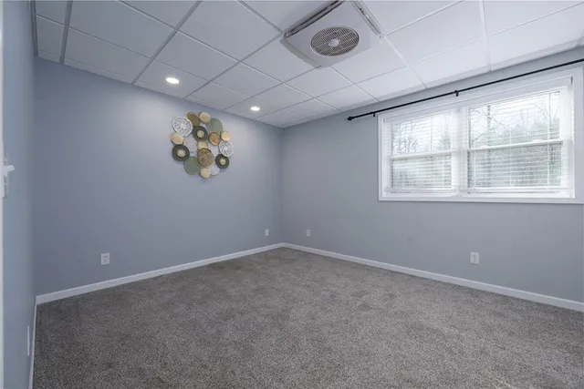 a view of a room with racks on the wall