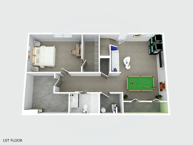 a view of a balcony with staircase