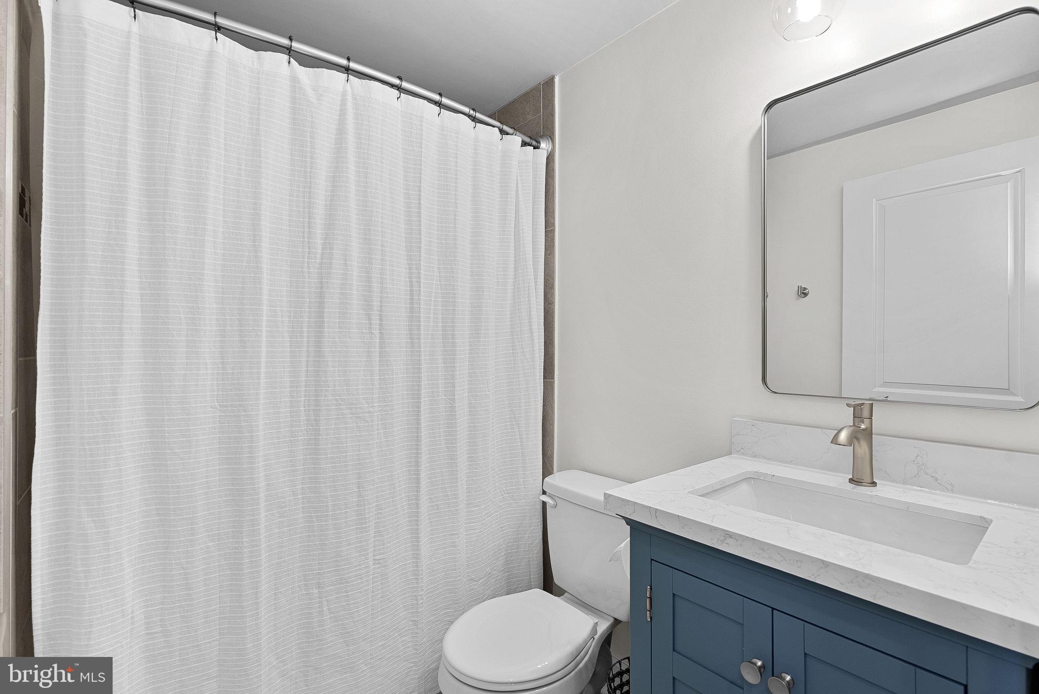 43983 Choptank Terrace Ashburn, VA 20147 - Photo 26 of 43 a bathroom with a sink a toilet and shower curtain