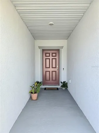 a hallway with a window