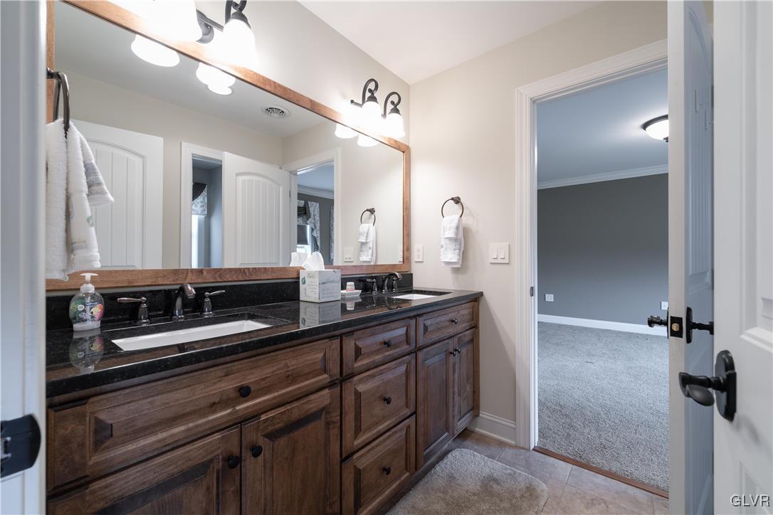 53 Airport Road Millville, PA 17846 - Photo 35 of 77 a bathroom with a double vanity sink and a mirror