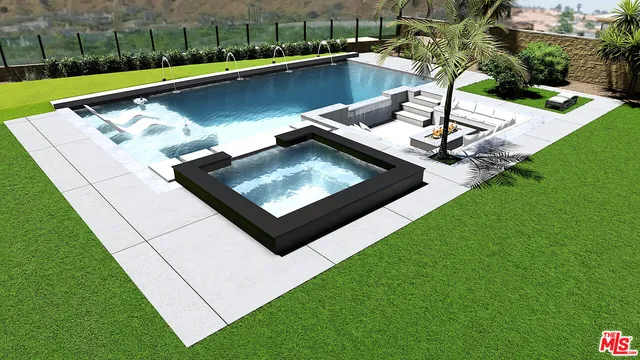 a living room with furniture and large windows