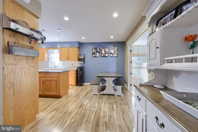 a workspace with furniture and window