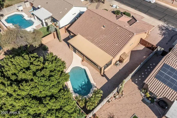 an aerial view of a house