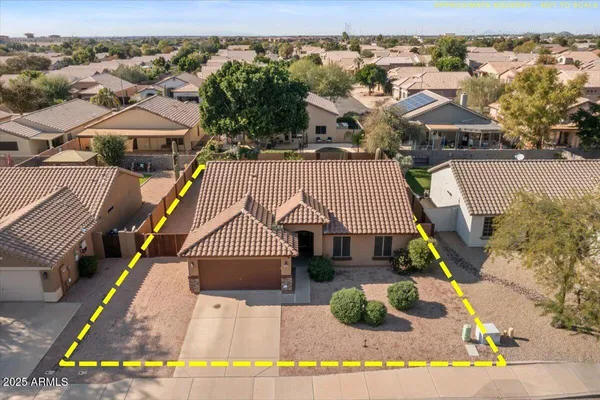 an aerial view of a house