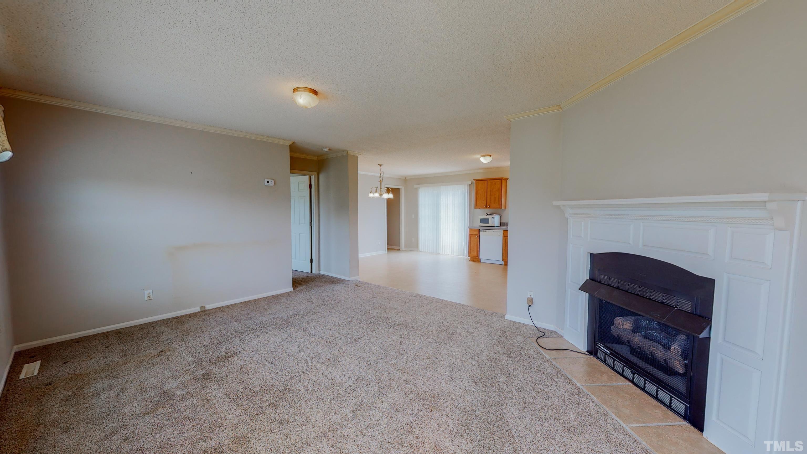 147 Quartergate Road Roxboro, NC 27574 - Photo 2 of 30 a view of empty room with fireplace and fan
