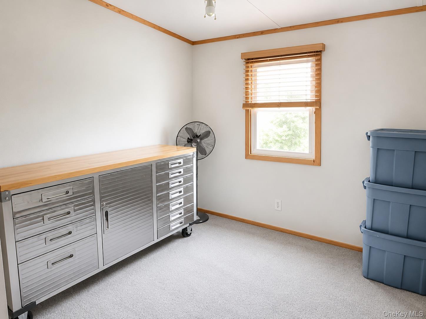 182-184 Mutton Hill Road Neversink, NY 12765 - Photo 14 of 36 Light-colored carpeting with wood trim accents and a window with wood blinds