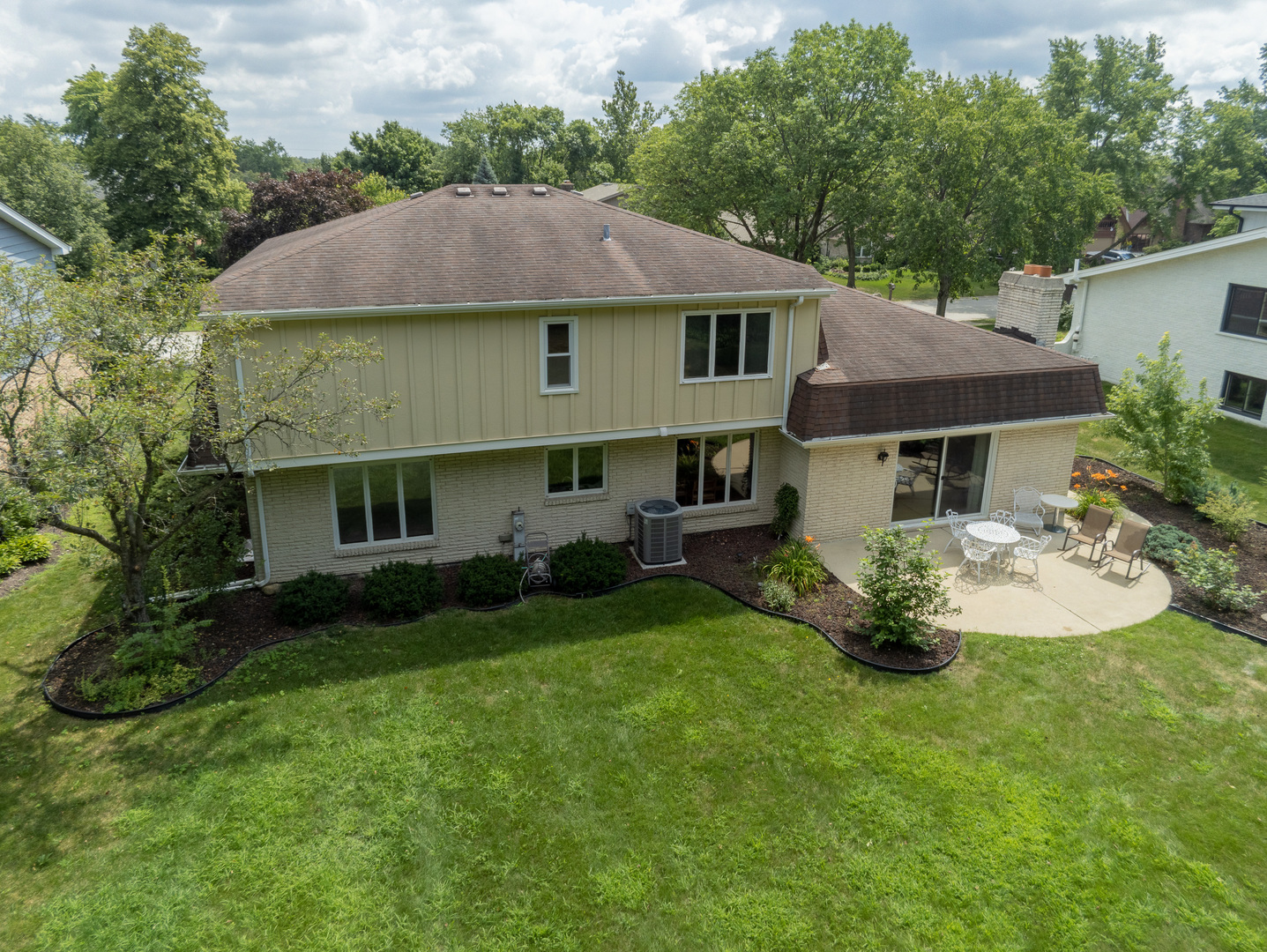 8436 Clynderven Road Burr Ridge, IL 60527 - Photo 31 of 39 a aerial view of a house with a yard patio and fire pit