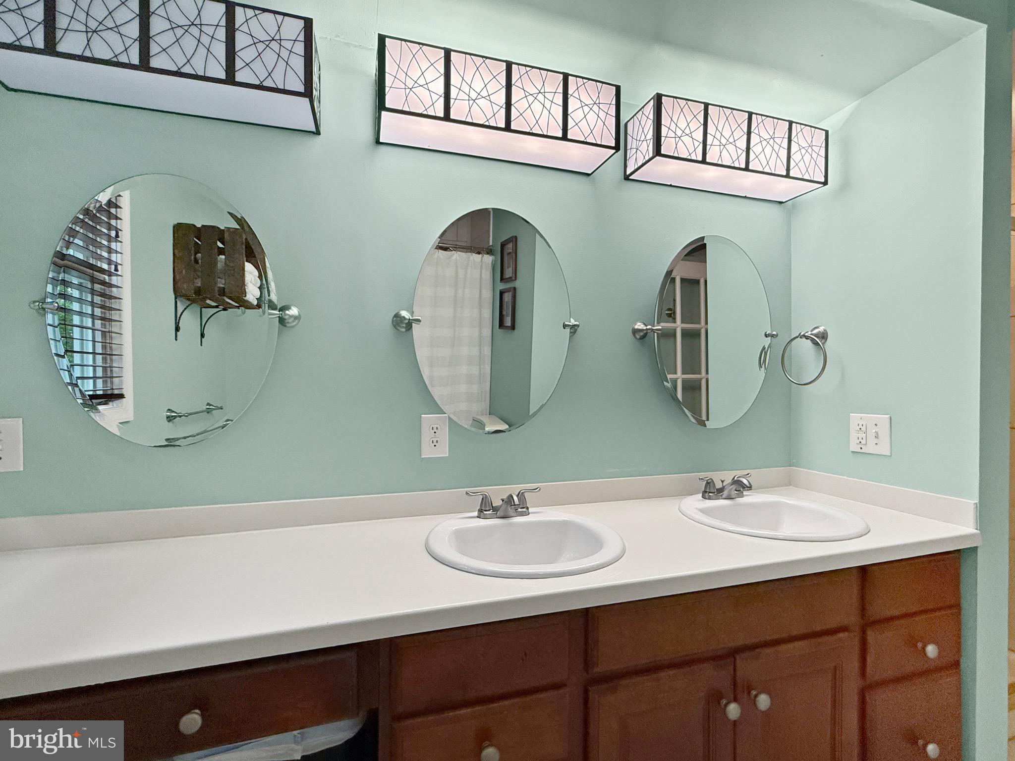 8749 Ramsburg Road Thurmont, MD 21788 - Photo 30 of 61 a bathroom with a double vanity sink and a mirror