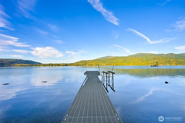 a view of a lake with a outdoor space