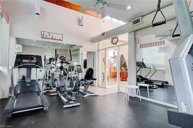 a view of a room with gym equipment
