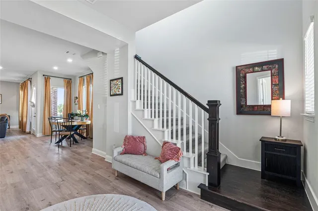 a workspace with furniture and a window