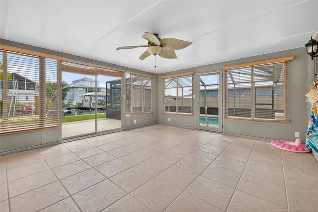 a view of indoor pool and sitting area
