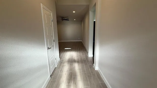 a view of an empty walk in closet