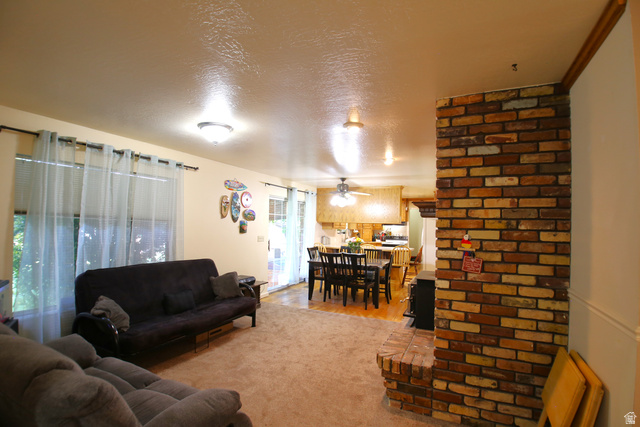 1612 East 450 South Springville, UT 84663 - Photo 13 of 48 Brick column and hearth feature a multi-tone brick pattern