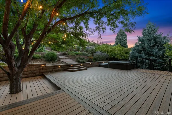 a view of a fountain in the backyard of house
