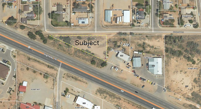 1261 North Highway 191 Moab, UT 84532 - Photo 5 of 5 Aerial Map. Outlining the property boundaries and surrounding infrastructure