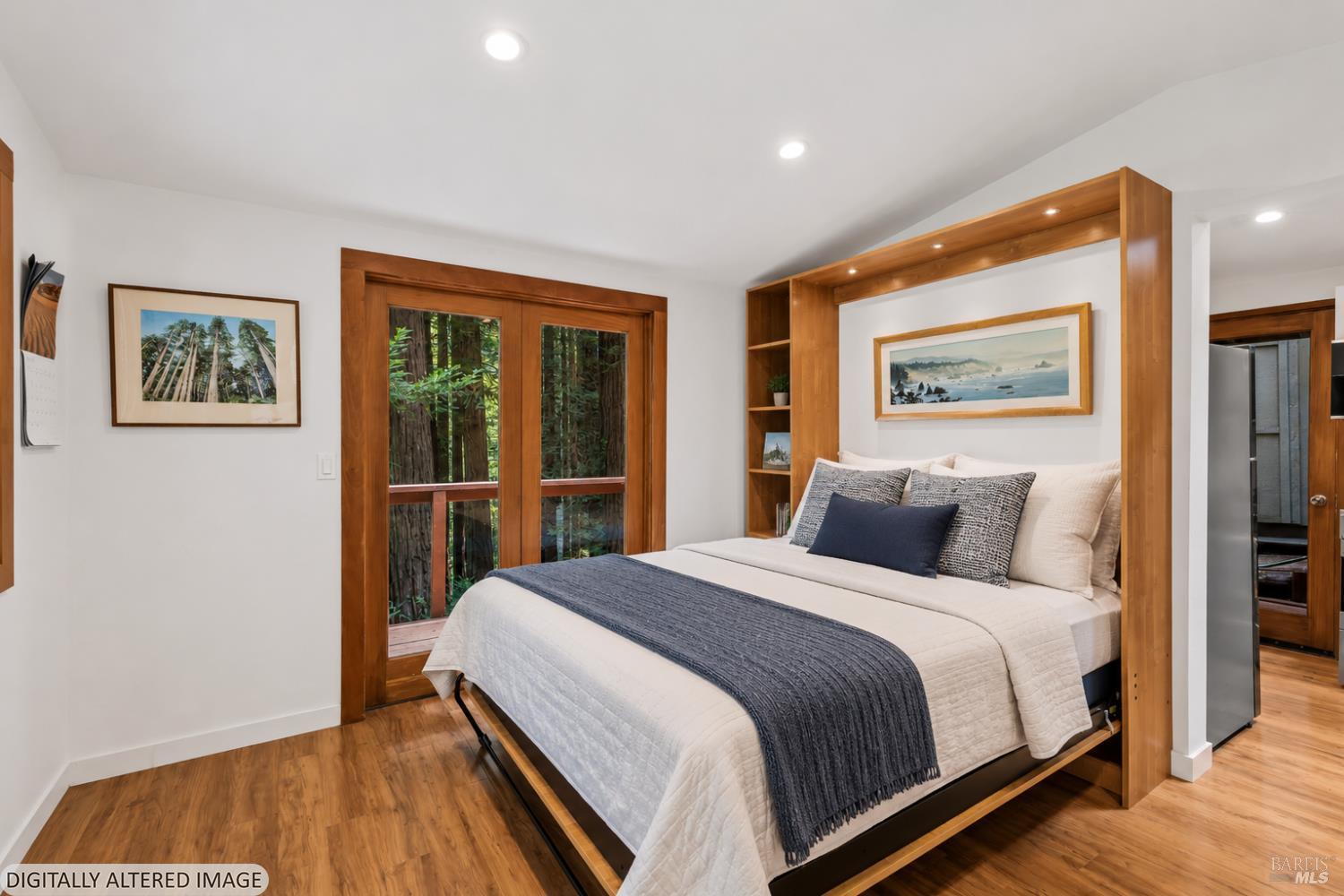 18475 Old Monte Rio Road Guerneville, CA 95446 - Photo 12 of 64 Built-in Murphy bed (bedding has been virtually edited)