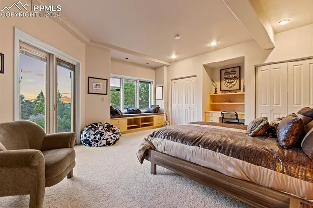 a view of a city with green space