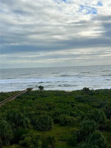 a view of an ocean from a yard
