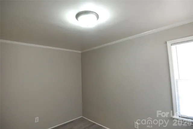 a view of a small space with a window