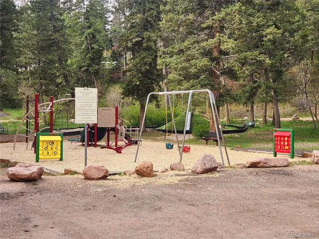 a view of park with slide