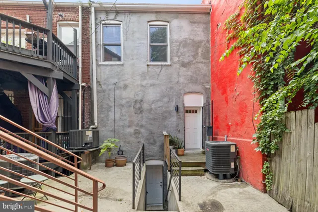 a view of a building with a large windows