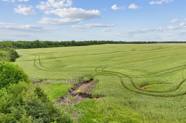 a view of an ocean and a yard