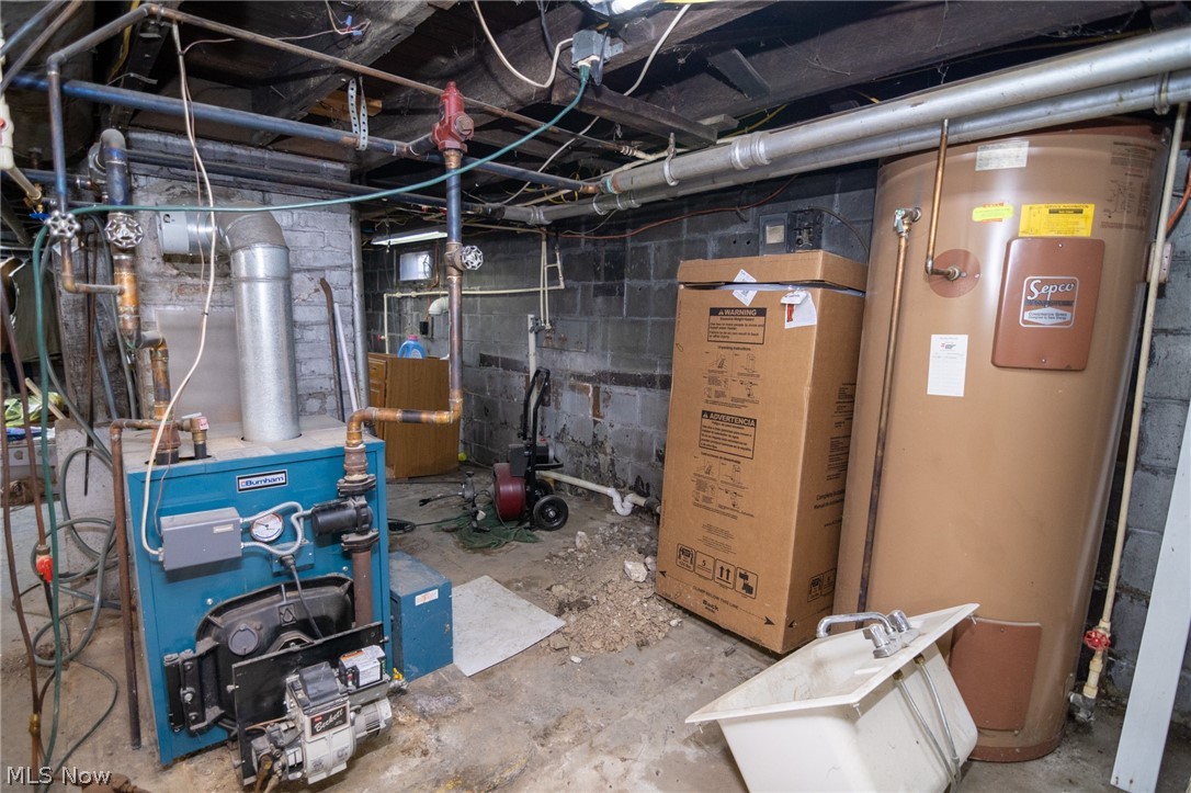 53341 Key Bellaire Road Bellaire, OH 43906 - Photo 41 of 48 Utility room featuring water heater and a heating unit