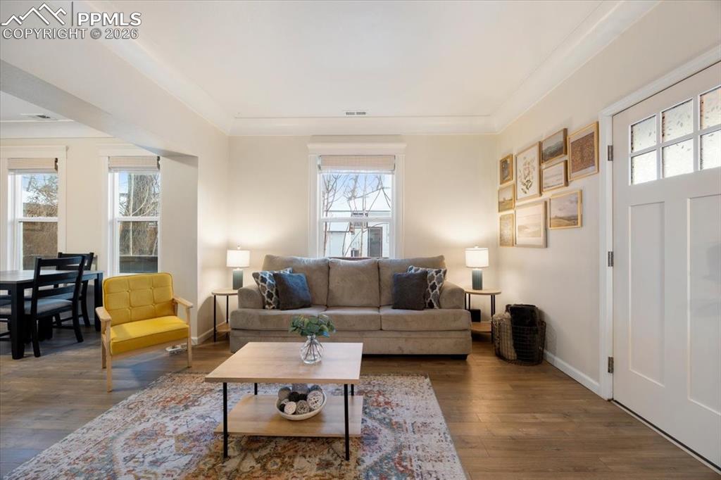 421 South Prospect Street Colorado Springs, CO 80903 - Photo 4 of 48 a living room with furniture fireplace and a table