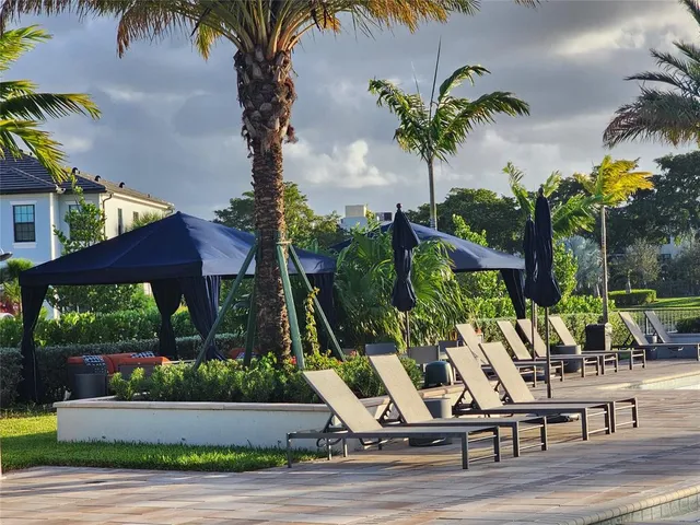 a view of swimming pool with a yard