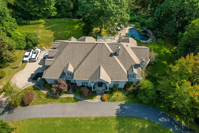 an aerial view of a house