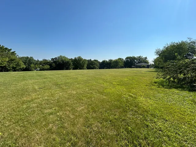 a view of a field with an ocean