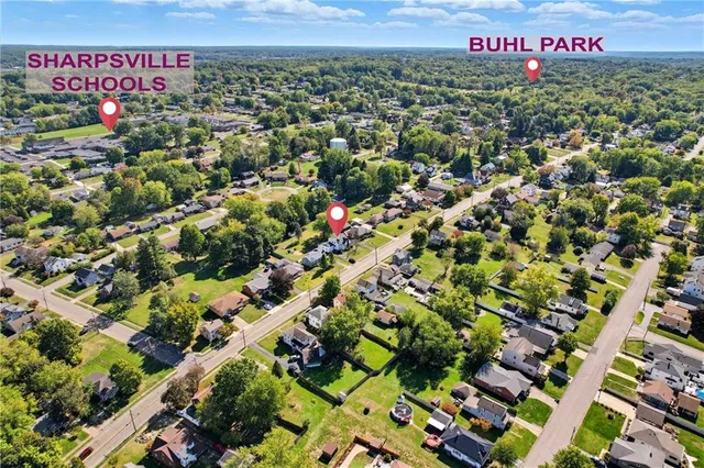 a view of a and covered with lush green forest