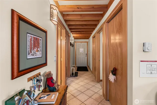 workspace with wooden floor and closet