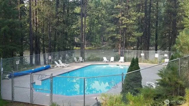 a view of a swimming pool with a patio