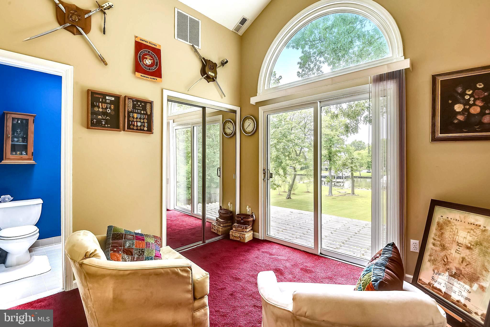 3700 Thomas Point Road Annapolis, MD 21403 - Photo 41 of 47 3rd Bedroom with Palladian Window Sliders to Deck