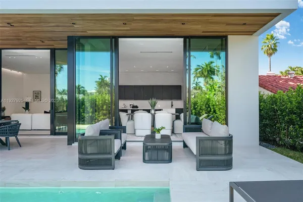 a view of an outdoor sitting space