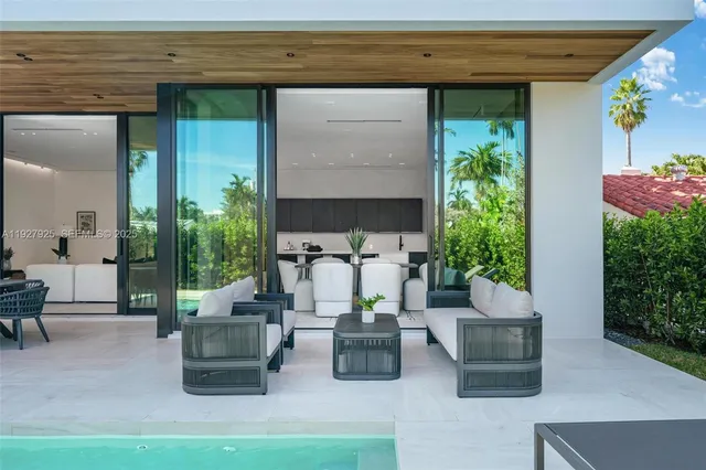 a view of an outdoor sitting space