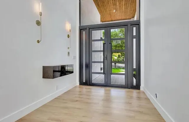 an empty room with windows