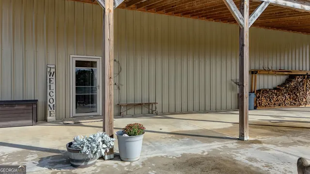 a house with a bench