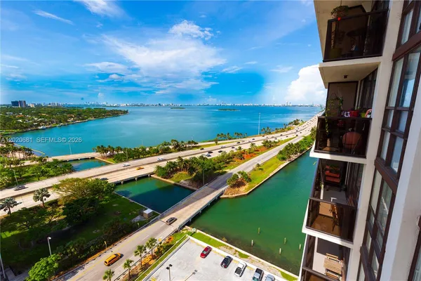 a view of an ocean from a balcony
