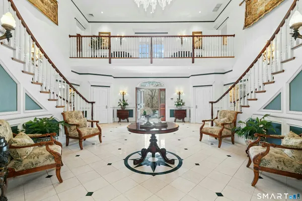 a living room with furniture