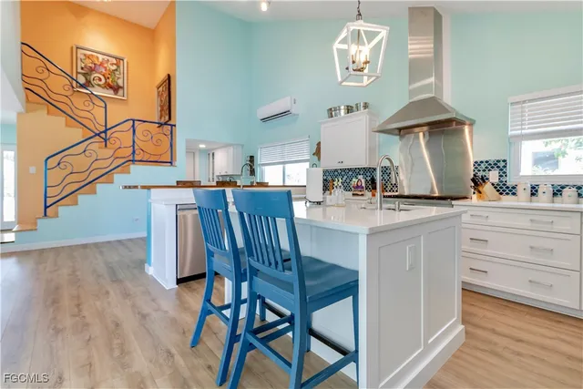 a view of a lake with a house