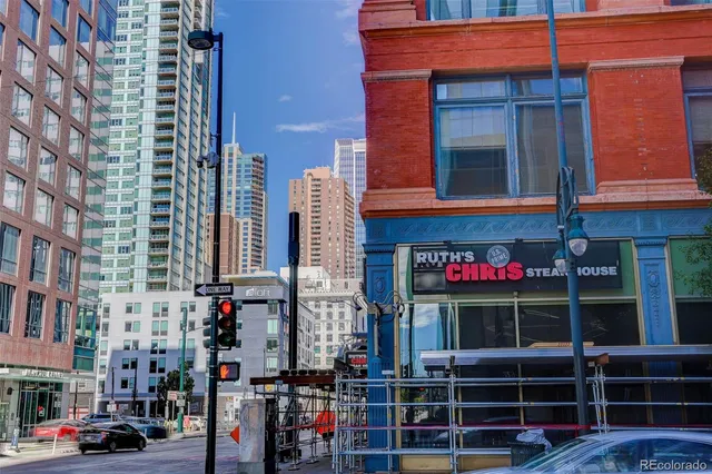 a front view of a building with street