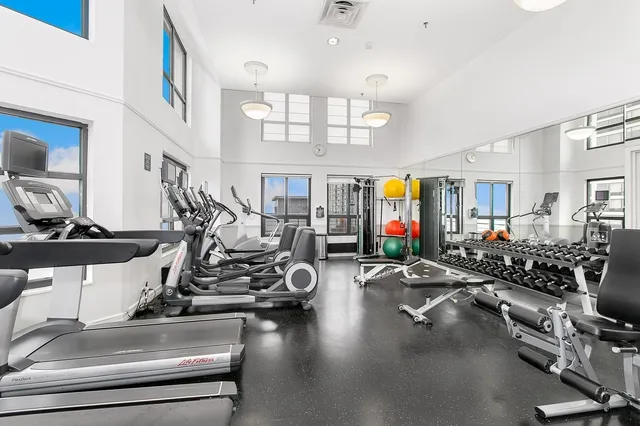 a view of a room with gym equipment