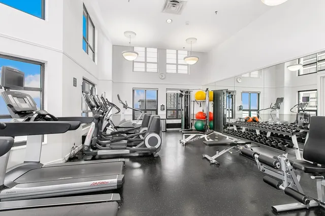 a view of a room with gym equipment