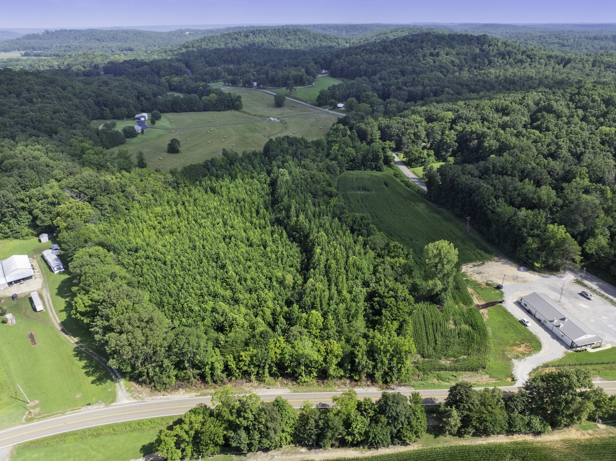 0 Highway 100 Decaturville, TN 38329 - Photo 2 of 15 an aerial view of green landscape with trees houses and mountain view